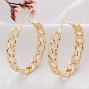 Gold Tone Chain Link Hoops